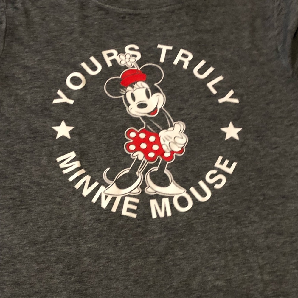 Disney Minnie Mouse t shirt  Charcoal gray “Yours Truly Minnie Mouse”